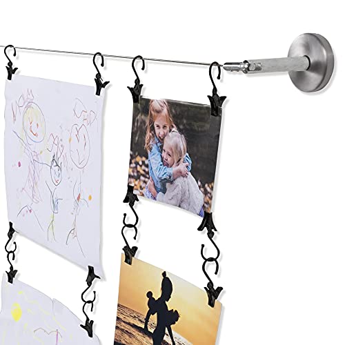 Wallniture Multipurpose Hanging and Photo Clip for Art and Crafts, Wall Decor, 0.5" Steel Black Set of 48 Clips