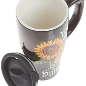 Spoontiques - Ceramic Travel Mugs - You Are My Sunshine Cup - Hot or Cold Beverages - Gift for Coffee Lovers