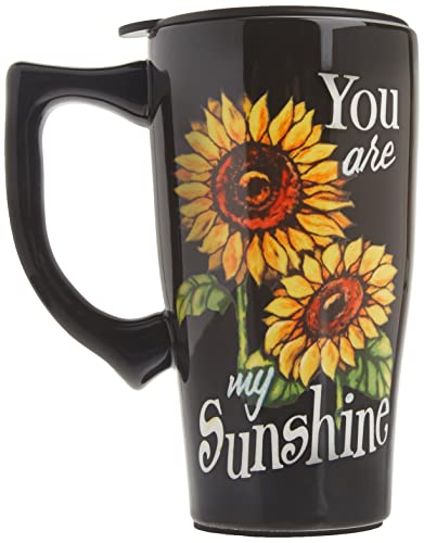 Spoontiques - Ceramic Travel Mugs - You Are My Sunshine Cup - Hot or Cold Beverages - Gift for Coffee Lovers