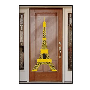 beistle 54727 eiffel tower door cover, 30" x 5', gold/black