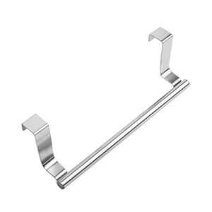 Mziart Modern Towel Bar with Hooks for Bathroom and Kitchen, Brushed Stainless Steel Towel Hanger Over Cabinet (9 inch)