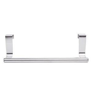 Mziart Modern Towel Bar with Hooks for Bathroom and Kitchen, Brushed Stainless Steel Towel Hanger Over Cabinet (9 inch)