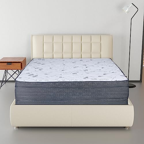 Spring Coil 13-Inch Extra Firm Foam Encased Eurotop Hybrid Mattress & 8" Wood Traditional Box Spring/Foundation Set, King, Black