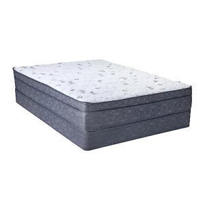 Spring Coil 13-Inch Extra Firm Foam Encased Eurotop Hybrid Mattress & 8" Wood Traditional Box Spring/Foundation Set, King, Black