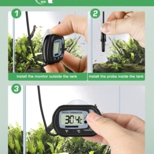 Zacro Petbank Digital Aquarium Thermometer, Fish Tank Thermometer, Water Thermometer with Large LCD Display, Reptile Thermometer for Fish Tank Water Terrarium