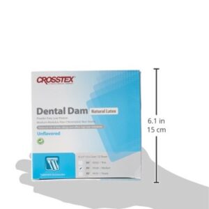 Crosstex 19100 Dental Dam, Latex, Unflavored, Medium Gauge, 5" x 5" Size, Blue (Pack of 52)