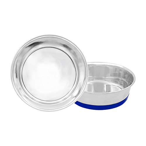 Fuzzy Puppy Pet Products Non-Skid Food Bowl for Dogs and Cats, Rubber Non-Slip Bonded Base, Heavy Duty Stainless Steel, 2 Quart, (HDM-2Q)