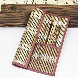 Easyou Bamboo Calligraphy Brush Holder Rollup Portable Protector 36x32cm(14.1"*12.5")