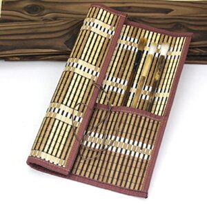 Easyou Bamboo Calligraphy Brush Holder Rollup Portable Protector 36x32cm(14.1"*12.5")