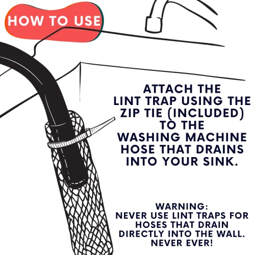 12 Pack of Washing Machine Lint Traps. Comes with 12 Ties. Attach to Your Washer Sink Hose and Allow the Metal Mesh Trap to Filter the Laundry Water. Stainless Steel and Rust Proof.