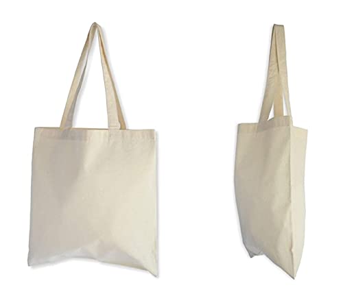 Georgiabags 3 Pack Reusable Canvas Tote Bags, Everyday Grocery Shopping Totes, Natural Color Cotton Bags