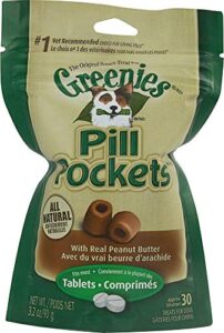 greenies dog tablet pill pockets peanut butter 3.2 oz�, pack of 2