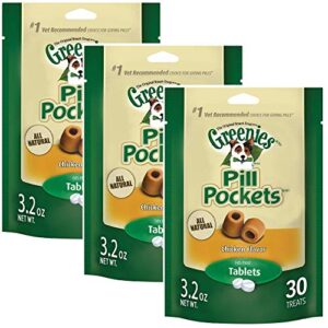 greenies pill pockets, 30 count, chicken flavor, 3 pack