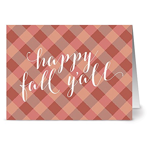 Note Card Cafe Fall Cards with Kraft Envelopes | 24 Pack | Blank Inside, Glossy Cover | Happy Fall Y'all Design | Set for Holidays, Fall, Autumn, Greeting Cards, Thank You Notes, Thanksgiving