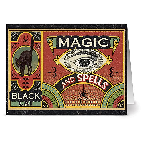 Note Card Cafe Halloween Greeting Card Set with Envelopes | 24 Pack | Blank Inside, Glossy Finish | Black Cat Magic & Spells | Bulk Set for Greeting Cards, Occasions, Birthdays