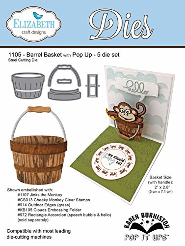 Elizabeth Craft Designs Elizabeth Craft Pop It Up Metal Dies by Karen Burniston-Barrel and Basket, 4.8x4.5x0.1 cm, Grey