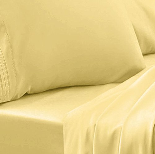 Queen Size Bed Sheets - Breathable Luxury Sheets with Full Elastic & Secure Corner Straps Built In - 1800 Supreme Collection Extra Soft Deep Pocket Bedding Set, Sheet Set, Queen,Yellow