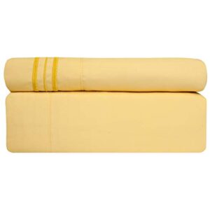 Queen Size Bed Sheets - Breathable Luxury Sheets with Full Elastic & Secure Corner Straps Built In - 1800 Supreme Collection Extra Soft Deep Pocket Bedding Set, Sheet Set, Queen,Yellow