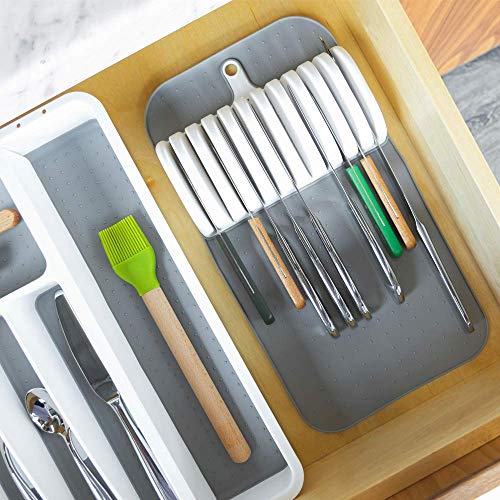 madesmart Classic Large Knife Mat Soft-Grip, Non-Slip Drawer, Long-Lasting Home Organization, BPA Free, PremiumWhite