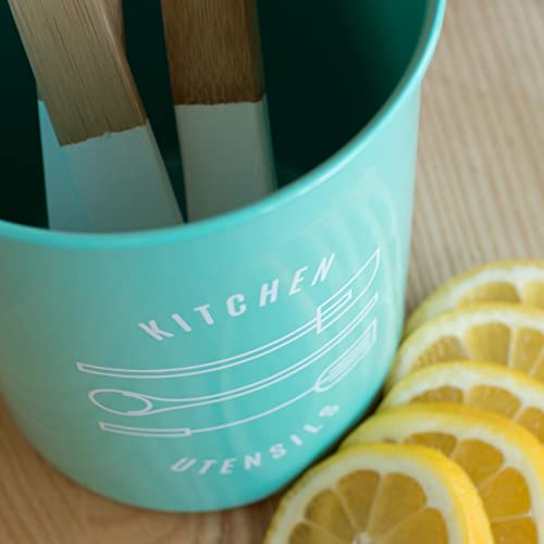 Now Designs Powder-Coated Steel Utensil Crock, Turquoise