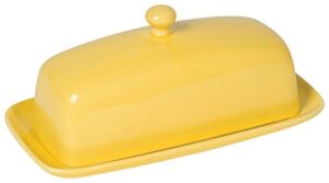 now designs stoneware rectangle butter dish with lid, lemon yellow 4.5 x 8 in