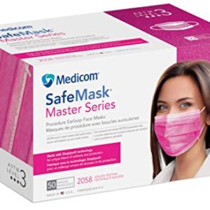 Medicom 2051 SafeMask Masters Series Masks, Azalea Festival/Fuchsia (Pack of 50)