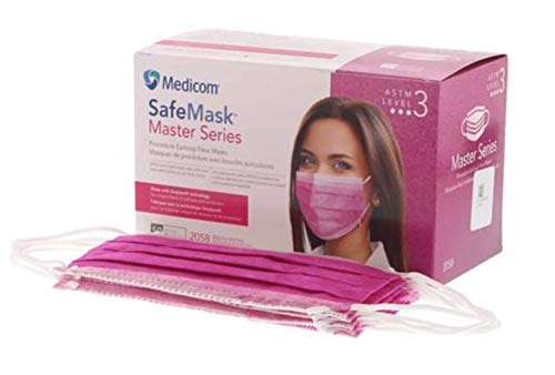 Medicom 2051 SafeMask Masters Series Masks, Azalea Festival/Fuchsia (Pack of 50)