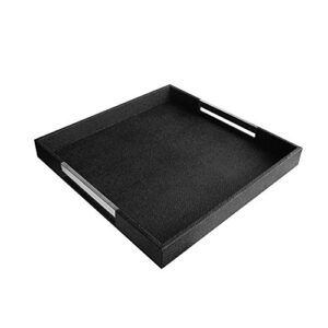 american atelier square serving tray, 18x18, black/silver