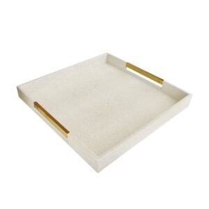 american atelier champagne square tray with gold handles