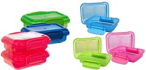 greenbrier plastic storage containers, small, mini, snap-lock lids, 6-pc set, colors may vary