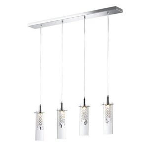 bazz - p14531crled1 p14531crled glam 4-branch led pendant light, dimmable, adjustable, bulbs included, energy efficient, 71-in, glass
