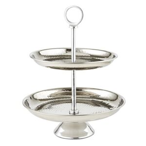 elegance stainless steel two tier tray, 10.5", silver