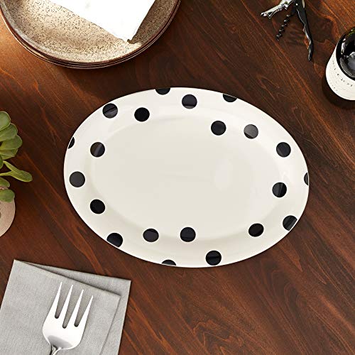 Kate Spade Deco Dot 14" Oval Serving Platter, 2.95 LB, White