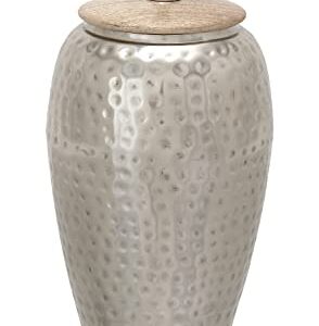 Deco 79 Contemporary Metal Abstract Decorative Jars, 7" x 7" x 16", Silver