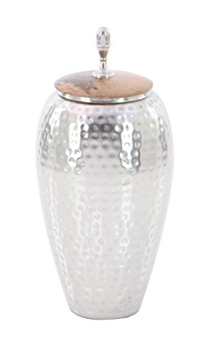 Deco 79 Contemporary Metal Abstract Decorative Jars, 7" x 7" x 16", Silver