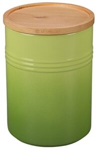 le creuset stoneware canister with wood lid, 22 oz, palm