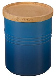 le creuset stoneware canister with wood lid, 2.5 qt. (5.5" diameter), marseille