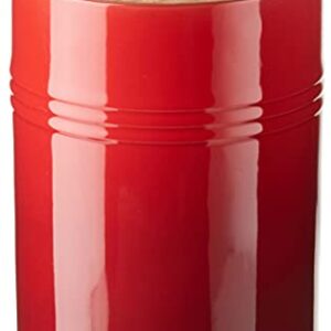 Le Creuset Stoneware Canister with Wood Lid, 2.5 qt. (5.5" diameter), Cerise