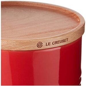 Le Creuset Stoneware Canister with Wood Lid, 2.5 qt. (5.5" diameter), Cerise