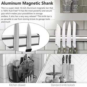 MEKBOK 16" Stainless Steel Wall Mount Magnetic Knife Holder - Professional Magnetic Knife Bar - Space Saving Knife Holder/Bar with Strong Magnetic Pull - Rust Free