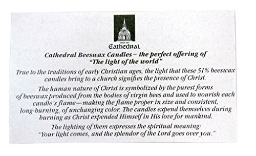 Cathedral Brand 51% Beeswax Short 4's Candles with Self-Fitting Ends, 7/8 Inch x 12 Inch, Box of 24