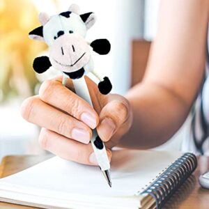 DolliBu White Cow Plush Pen - Cute & Soft Farm Life Stuffed Animal Ballpoint Novelty Pen Toy, Writing Pen Instrument For Cool Stationery School & Office Desk Decor Accessories for Kids & Adults