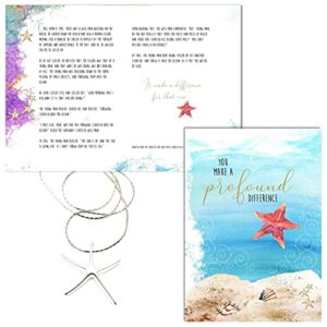 Smiling Wisdom - Starfish Story You Make A Profound Difference Greeting Card and Necklace Gift Set - Women (Simple Starfish)