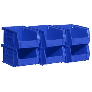 akro-mils 08212blue 30210 akrobins plastic storage bin hanging stacking containers, (5-inch x 4-inch x 3-inch), blue, 6-pack