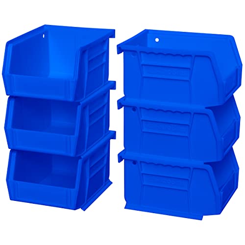 Akro-Mils 08212BLUE 30210 AkroBins Plastic Storage Bin Hanging Stacking Containers, (5-Inch x 4-Inch x 3-Inch), Blue, 6-Pack