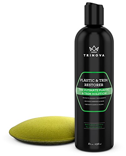 Trinova Plastic & Trim Restorer - Shines & Darkens Worn Out Plastic, Vinyl & Rubber Surfaces - Protects Cars & Motorcycles from Rain, Salt & Dirt - Prevent Fading - 8 OZ