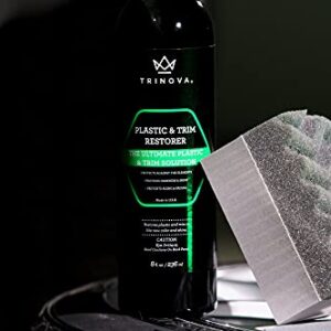 Trinova Plastic & Trim Restorer - Shines & Darkens Worn Out Plastic, Vinyl & Rubber Surfaces - Protects Cars & Motorcycles from Rain, Salt & Dirt - Prevent Fading - 8 OZ