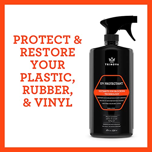 TriNova UV Protectant Spray - for Vinyl, Plastic, Rubber, Fiberglass, Leather & More - Prevents Fading & Cracking from UV Damage - Restores Color & Repels Dirt - Free of Residue (18 oz)