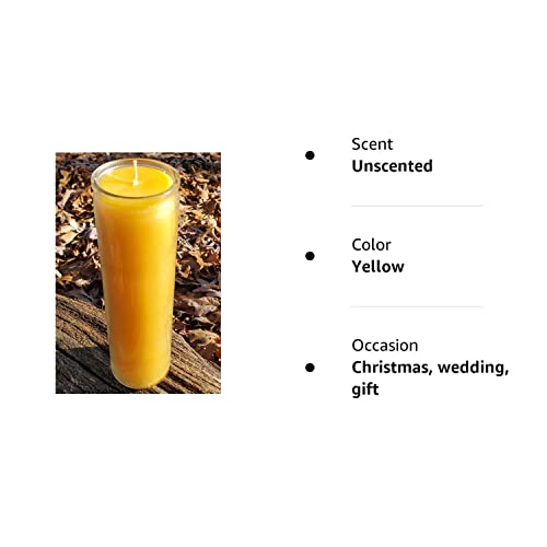 Beeswax Glass Vigil Altar Candle Prayer Meditation Candle Burns up to 100 Hours Glass Jar Candle. Pure 100% Michigan Beeswax