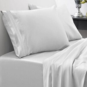 King Size Sheets - Breathable Luxury Bed Sheets with Full Elastic & Secure Corner Straps Built In - 1800 Supreme Collection Extra Soft Deep Pocket Bedding Set, Sheet Set, King, Silver